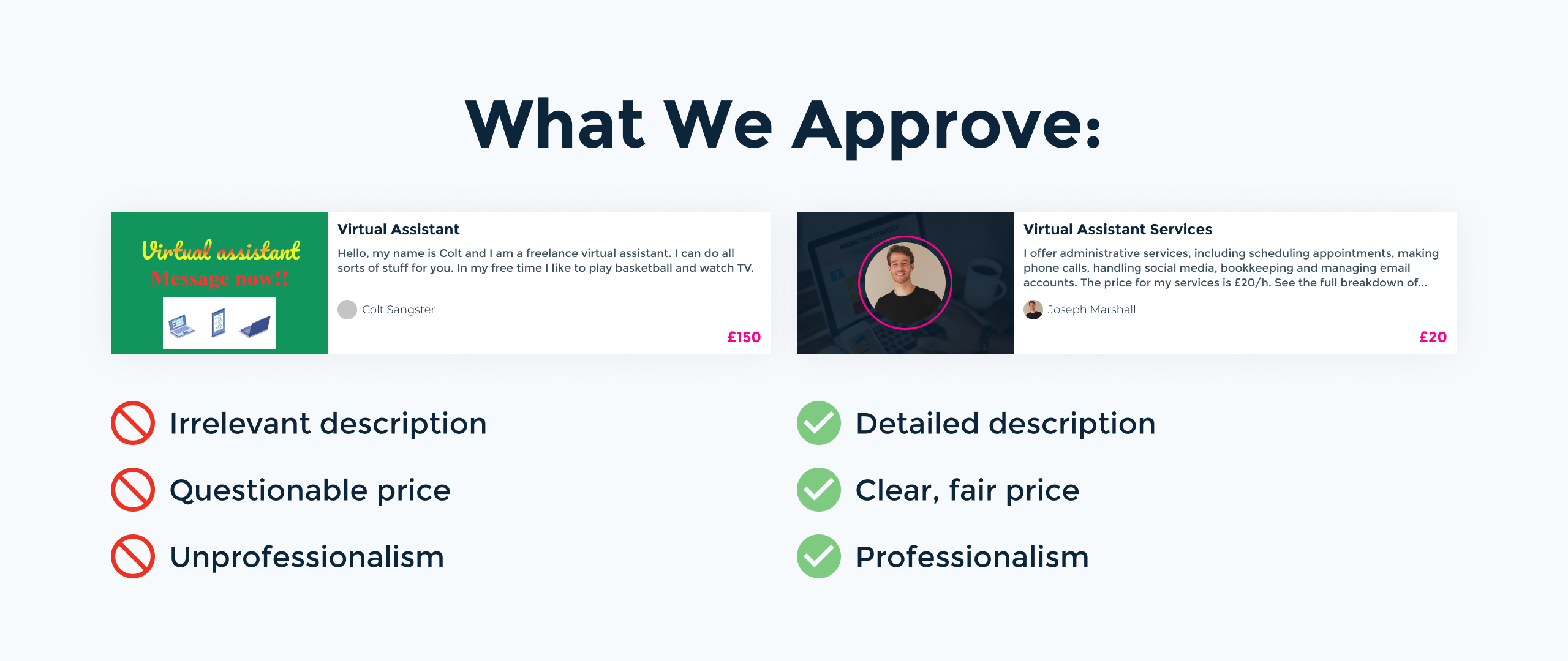 Profile approval, creating professional listing