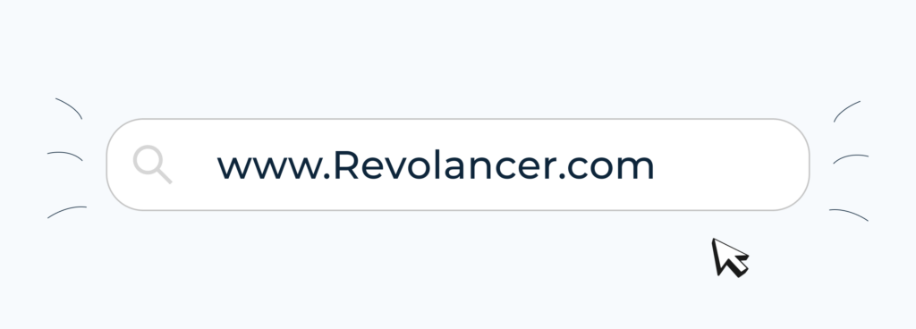 An image showing Revolancer's website address typed in a search engine